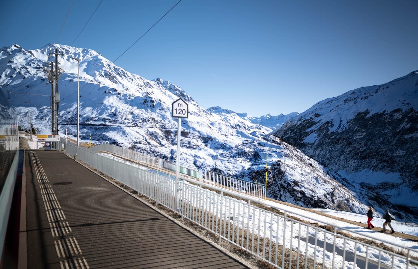 Swiss Alps from a panoramic train window